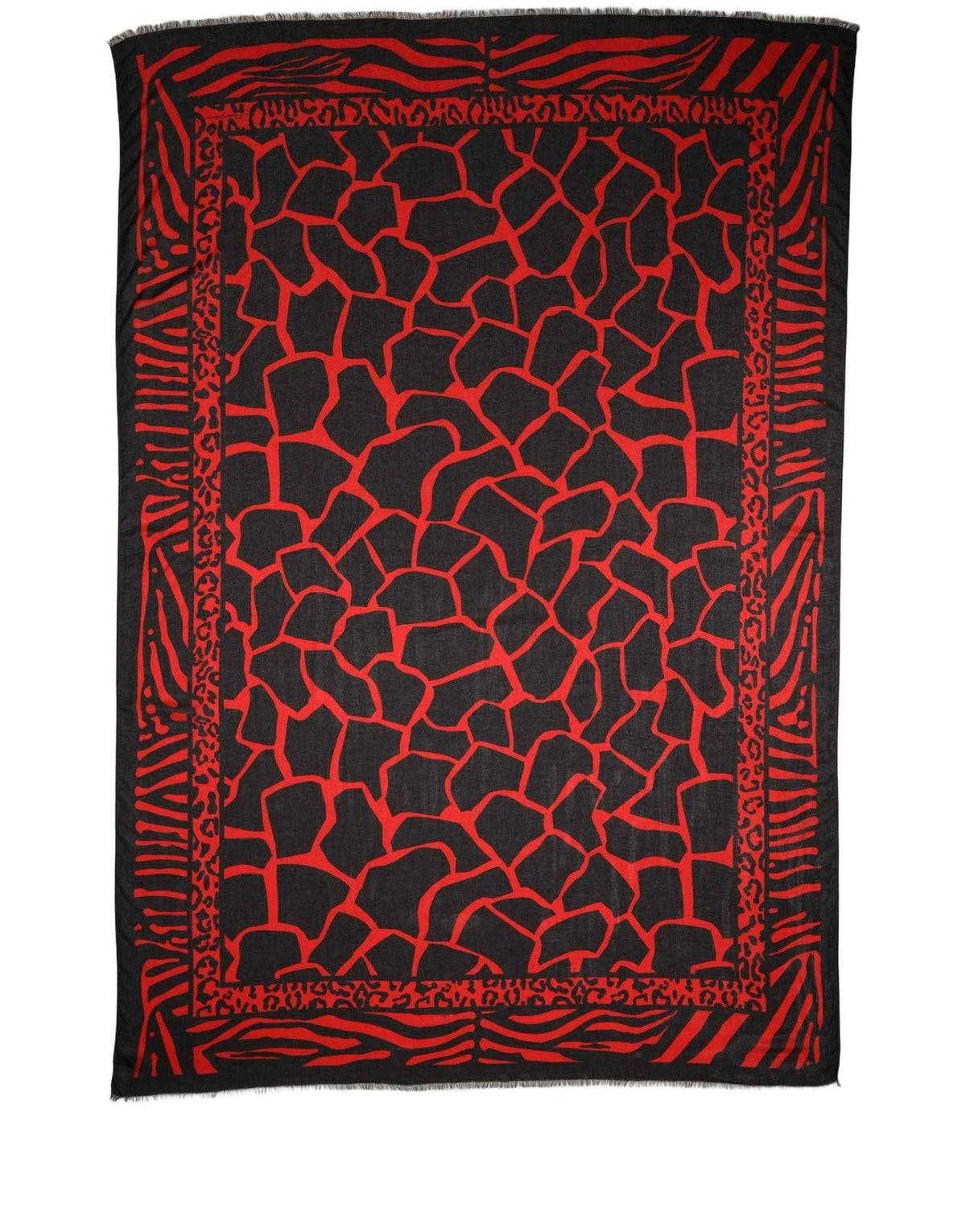 Dolce & Gabbana Black Red Printed Modal Neck Shawl Scarf