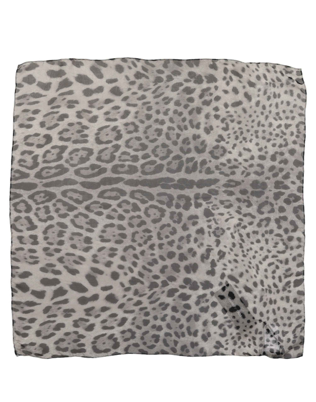 Dolce & Gabbana Gray Leopard Print Silk Square Foulard Scarf