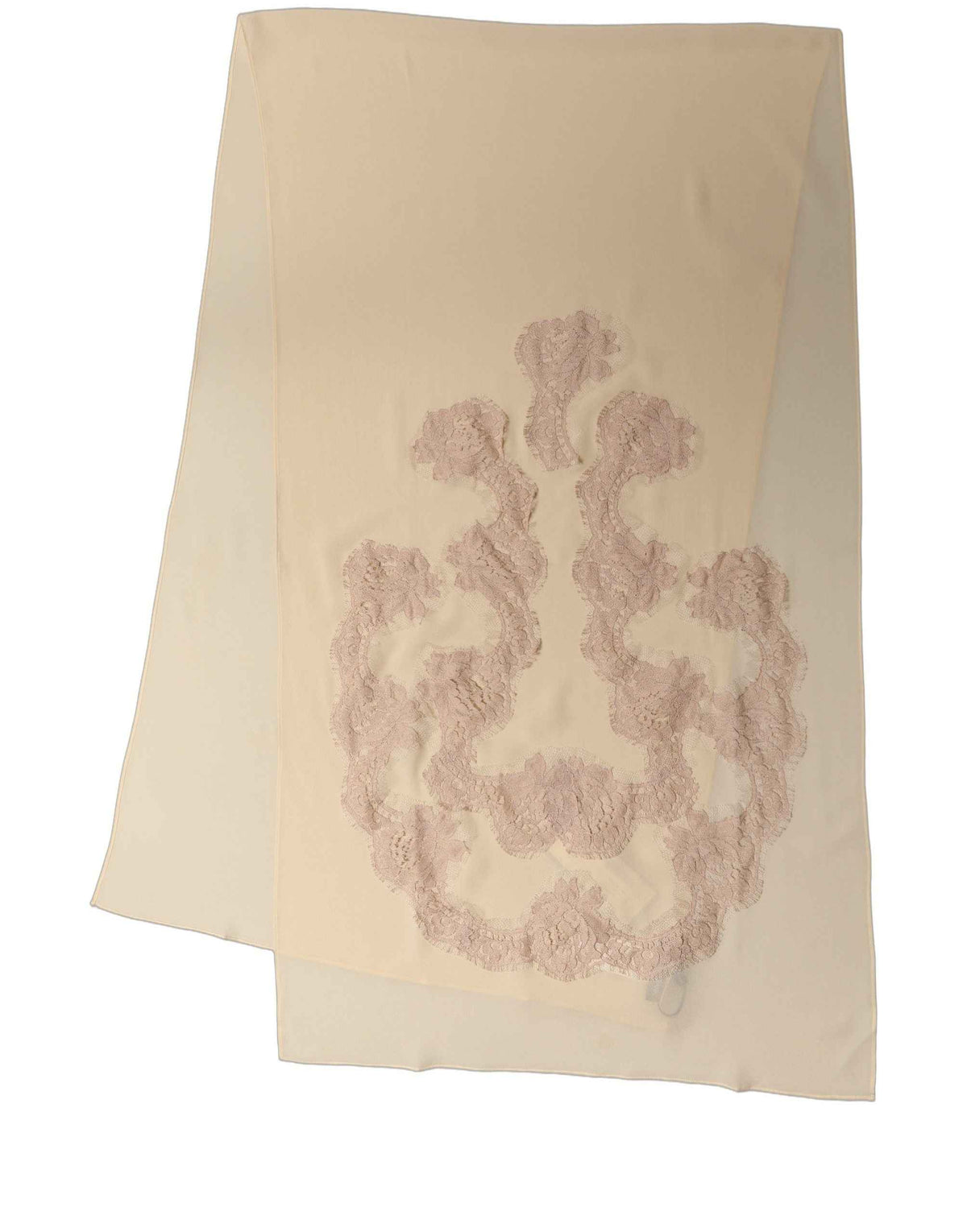 Dolce & Gabbana Light Beige Ornate Lace Neck Shawl Scarf