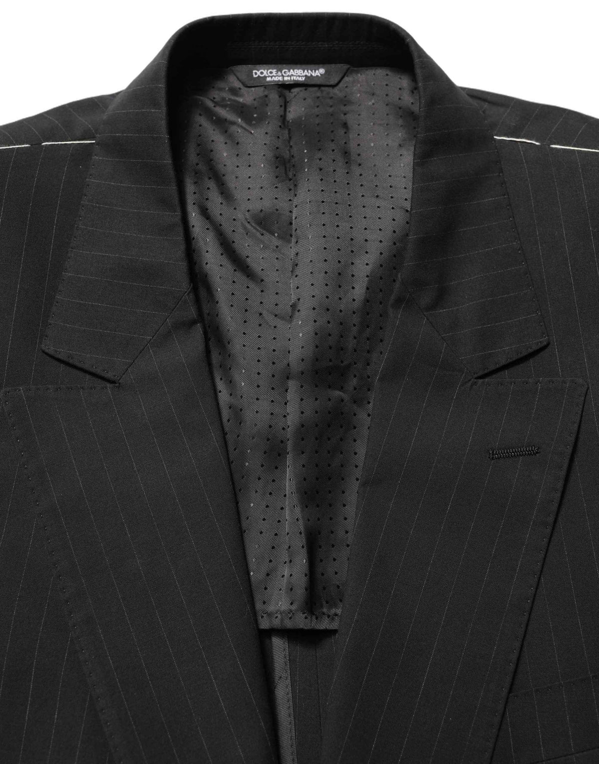 Dolce & Gabbana Black Pinstripe Men Single Breasted Jacket