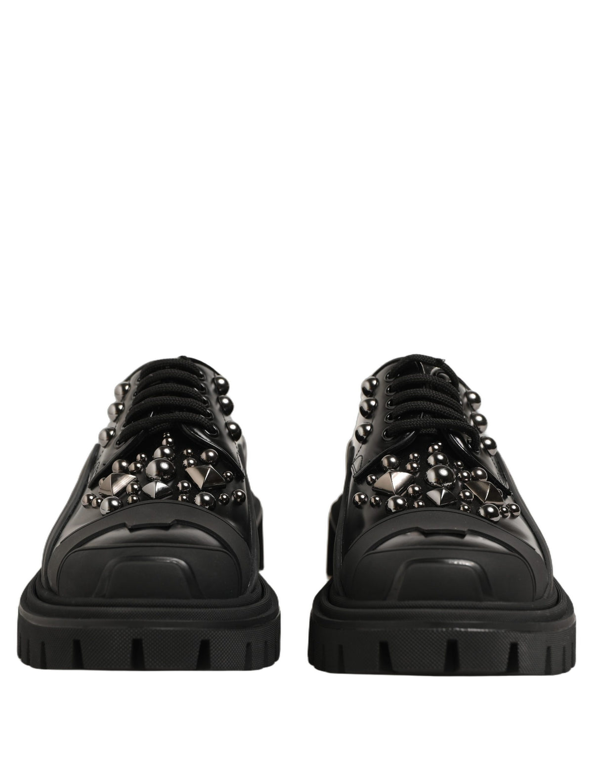 Dolce & Gabbana Black Calfskin Leather Trekking Derby Shoes