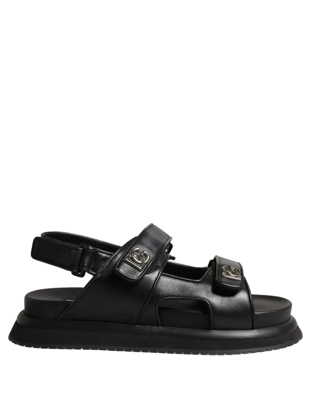 Dolce & Gabbana Black DG Logo Sandals Flats Slippers Shoes