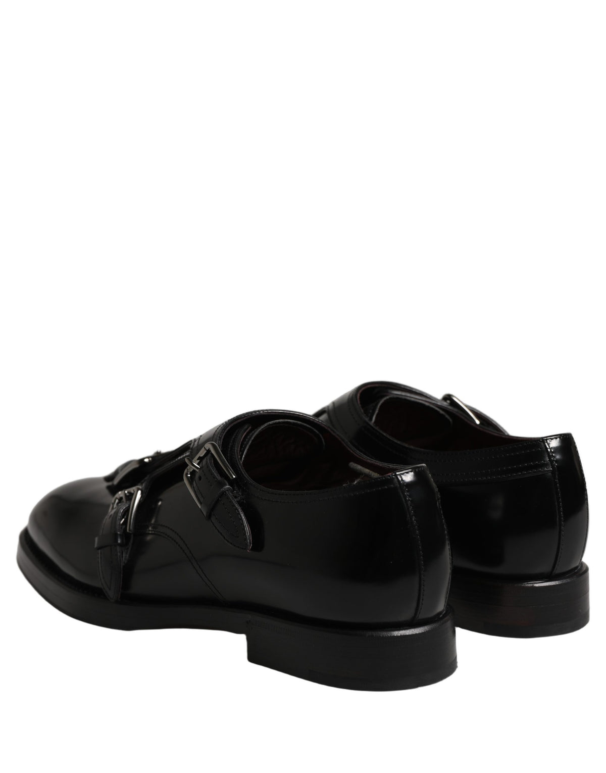 Dolce & Gabbana Black Leather Monk Strap Formal Dress Shoes
