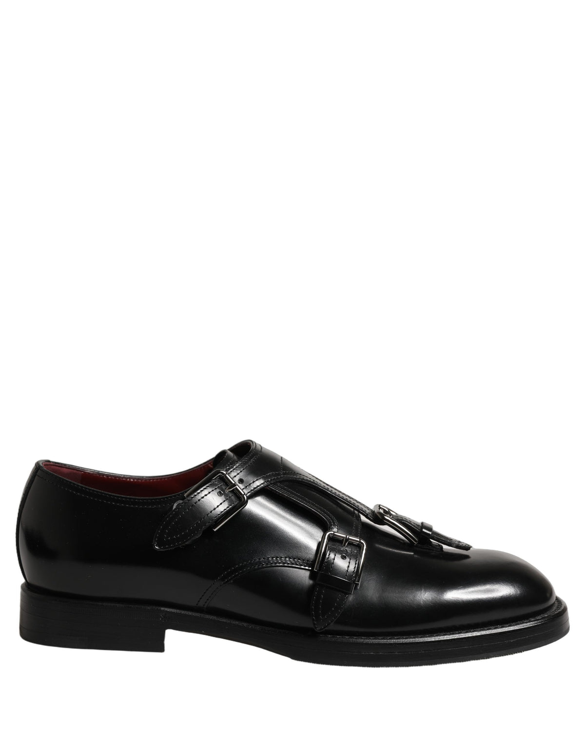 Dolce & Gabbana Black Leather Monk Strap Formal Dress Shoes