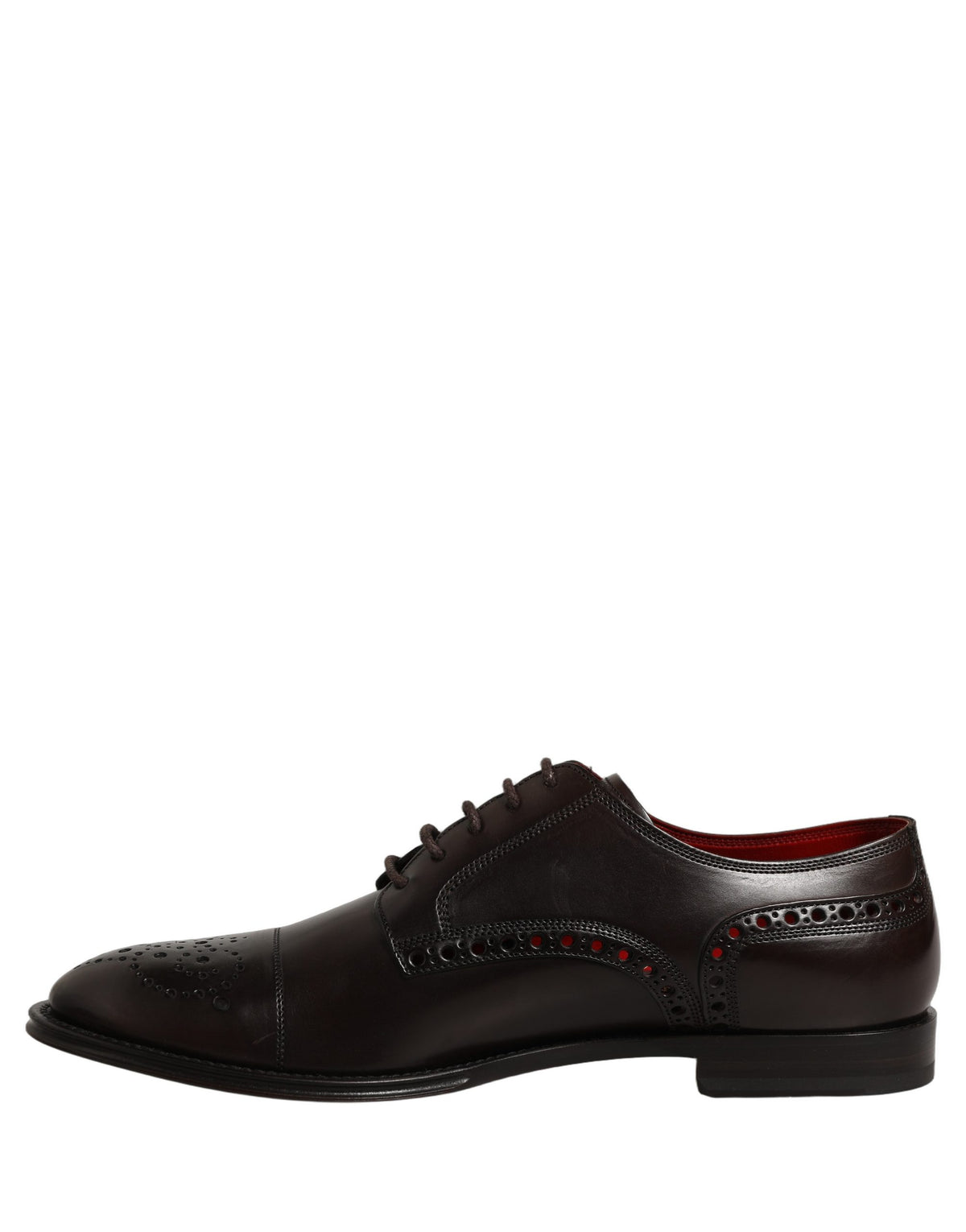 Dolce & Gabbana Maroon Calfskin Leather Derby Men Dress Shoes