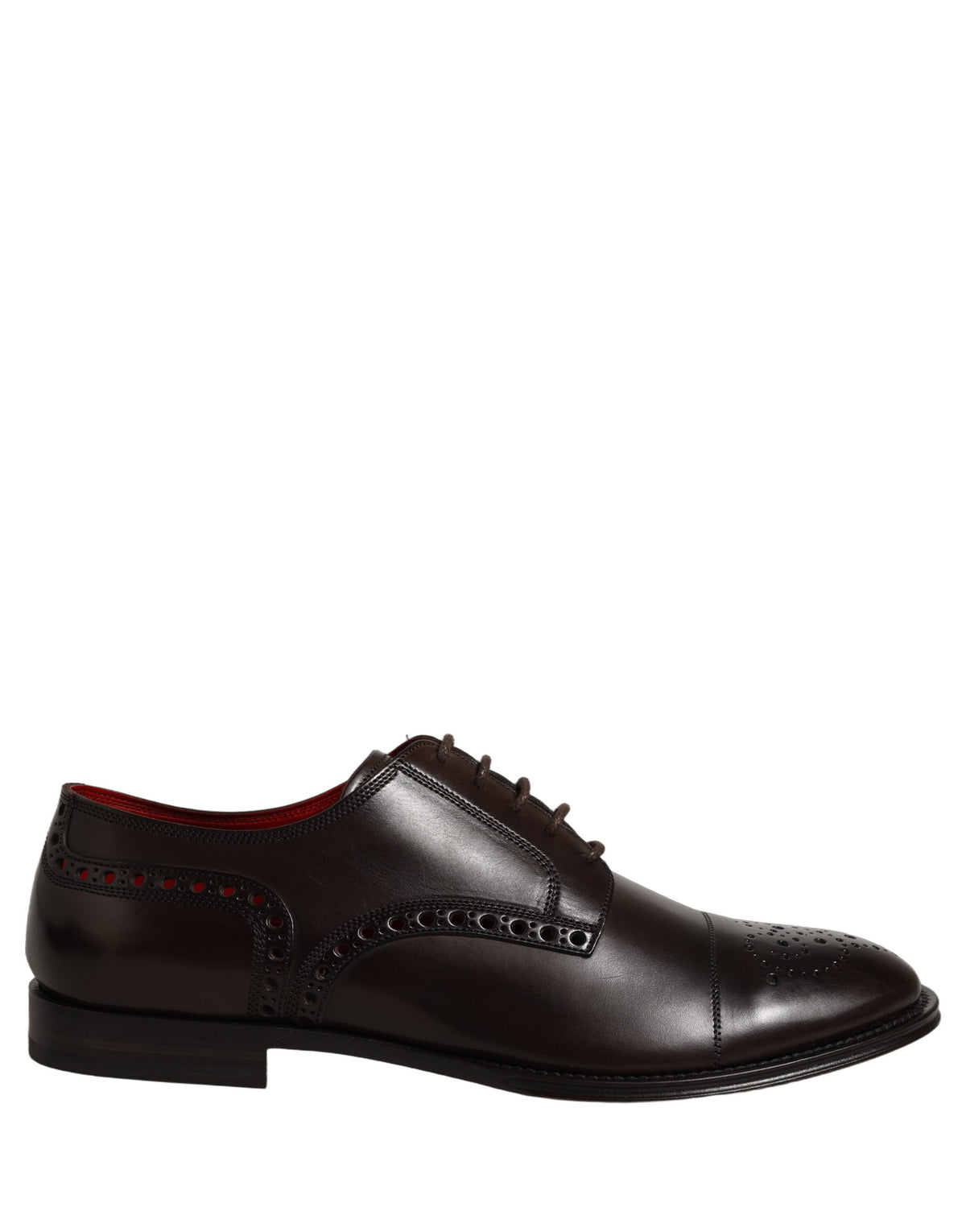 Dolce & Gabbana Maroon Calfskin Leather Derby Men Dress Shoes