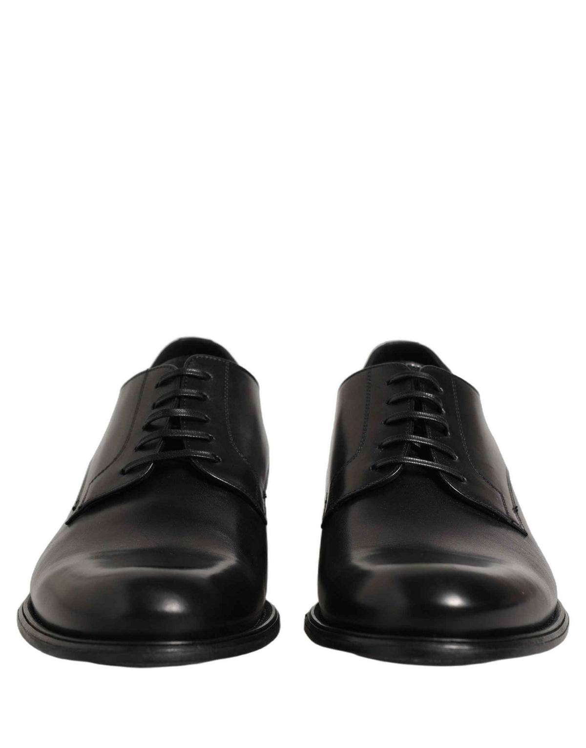 Dolce & Gabbana Black Calfskin Leather Derby Men Dress Shoes