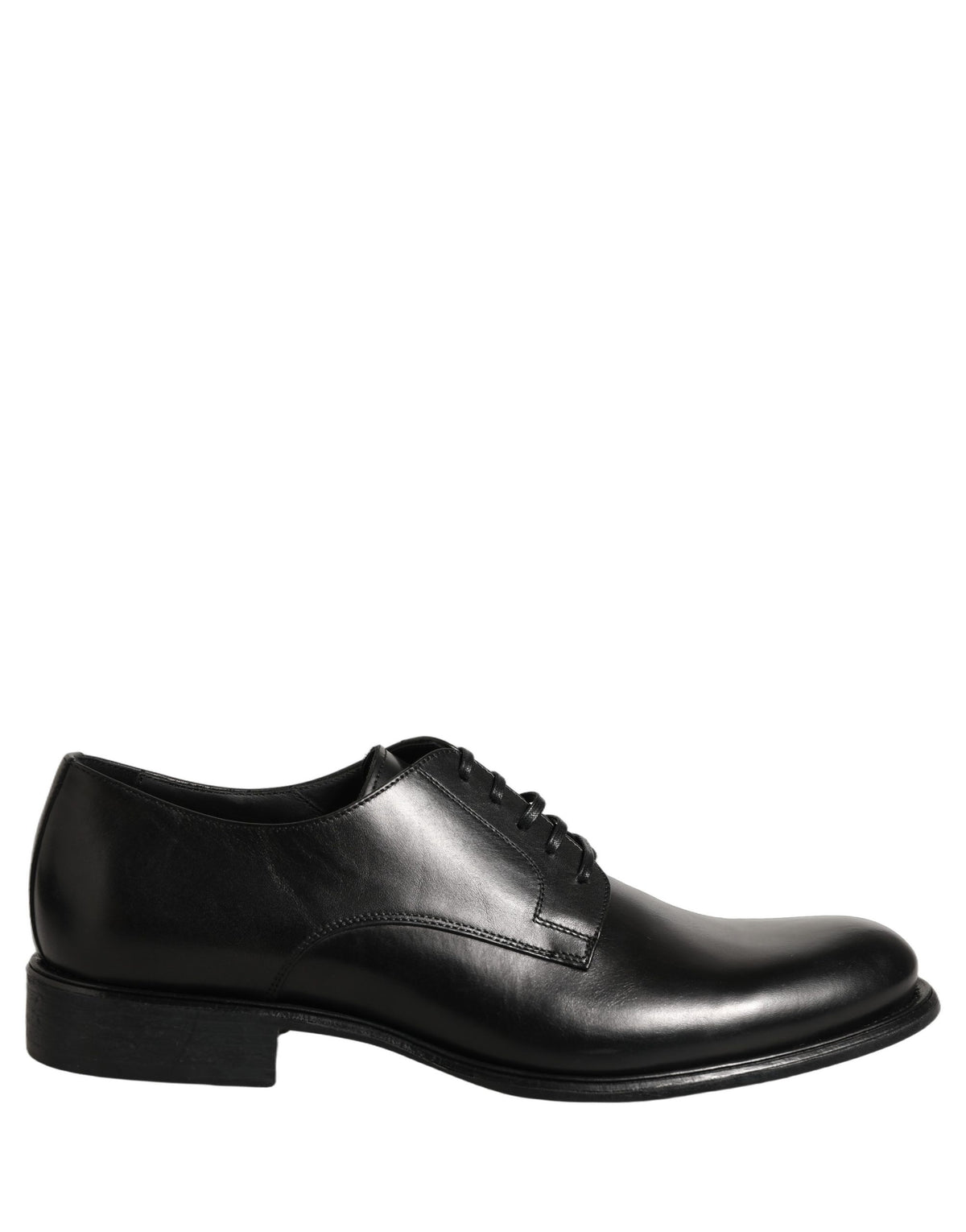 Dolce & Gabbana Black Calfskin Leather Derby Men Dress Shoes