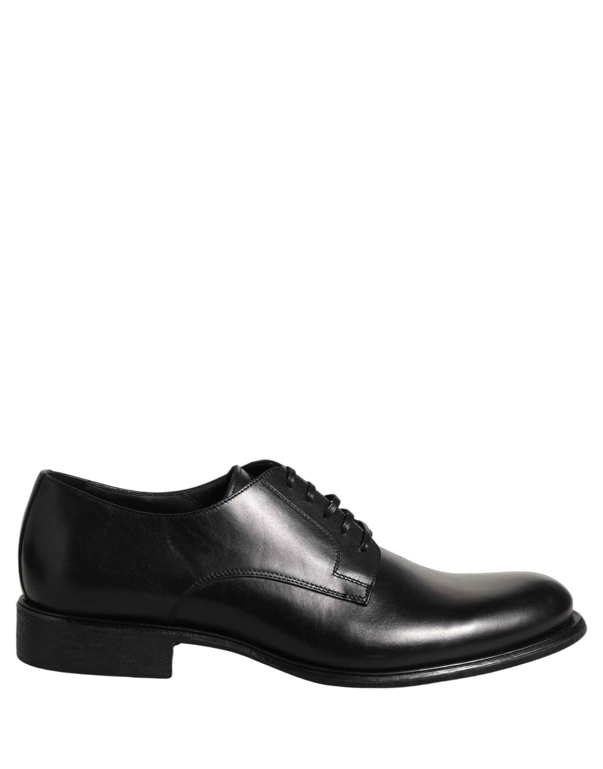 Dolce & Gabbana Black Calfskin Leather Derby Men Dress Shoes