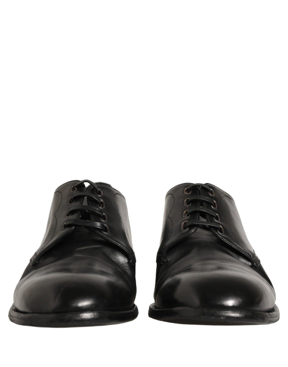 Dolce & Gabbana Black Calfskin Leather Derby Men Dress Shoes