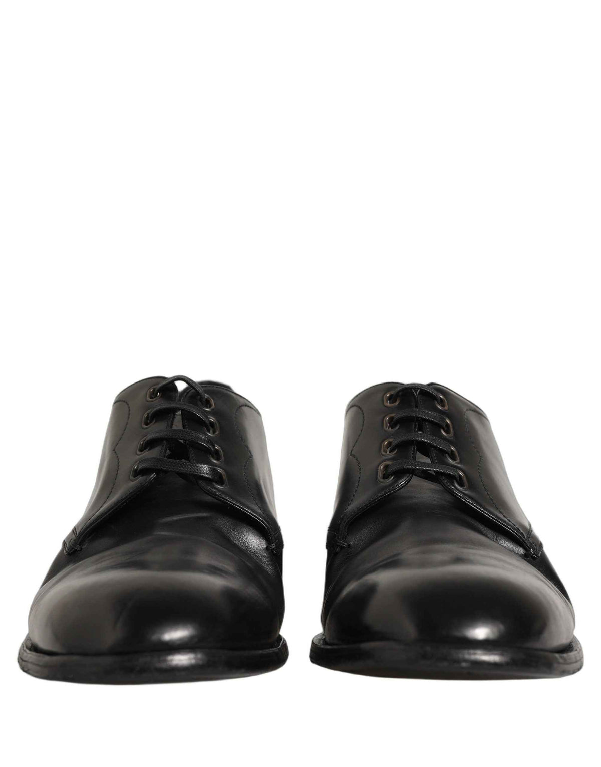 Dolce & Gabbana Black Calfskin Leather Derby Men Dress Shoes