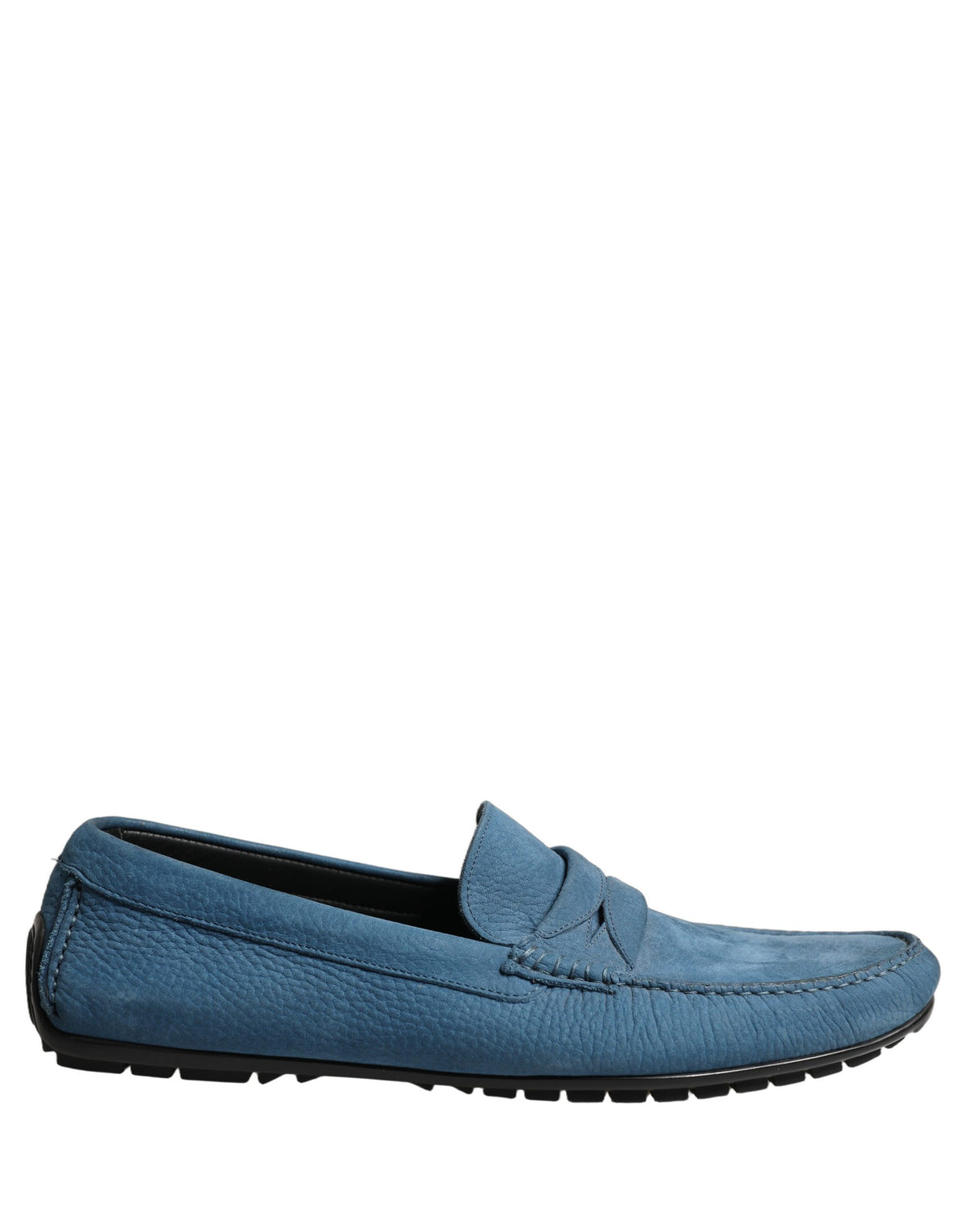 Dolce & Gabbana Blue Calfskin Leather Driver Loafers Shoes