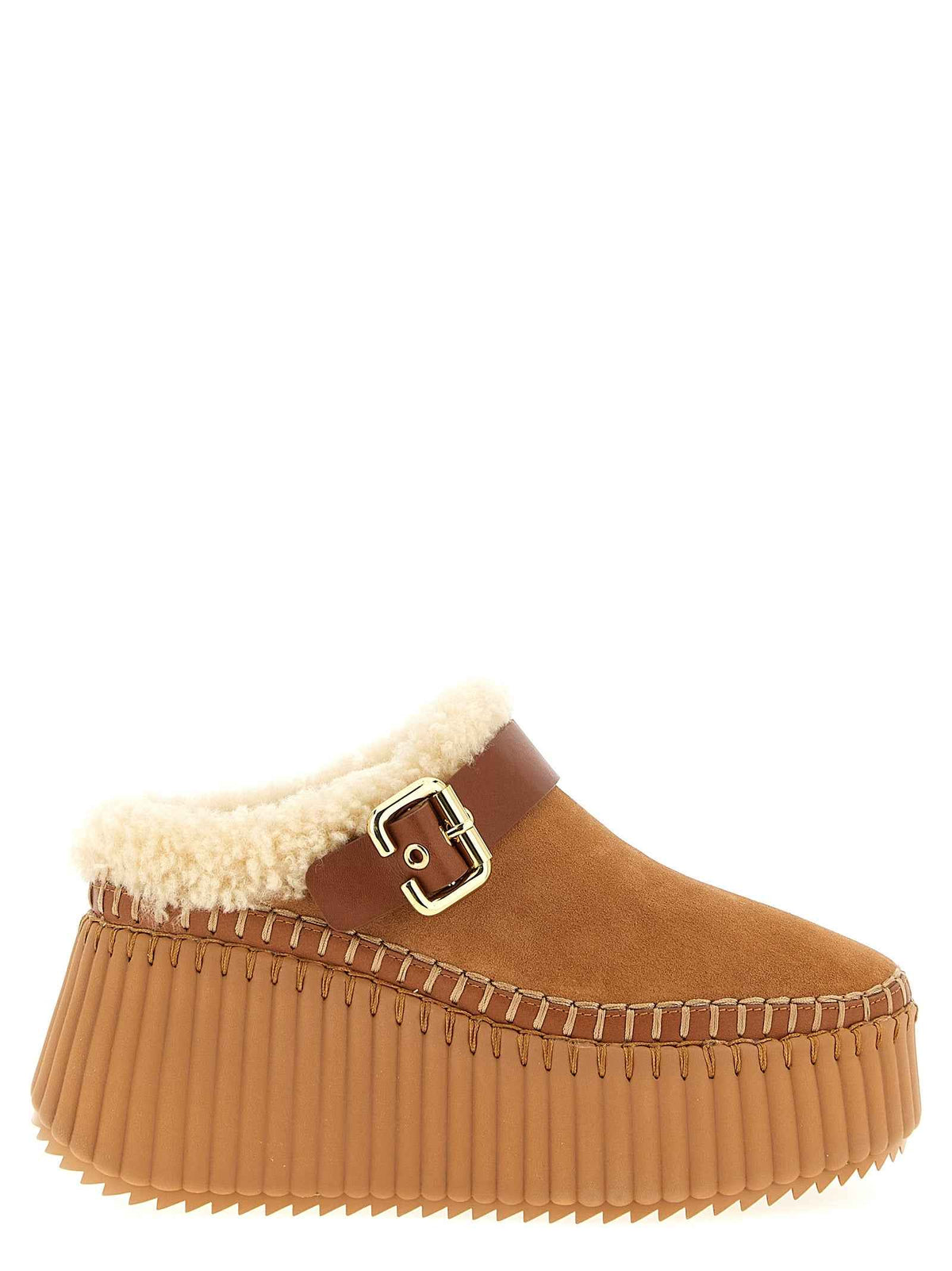 Chloé Brown Cowhide Wedge Sandals