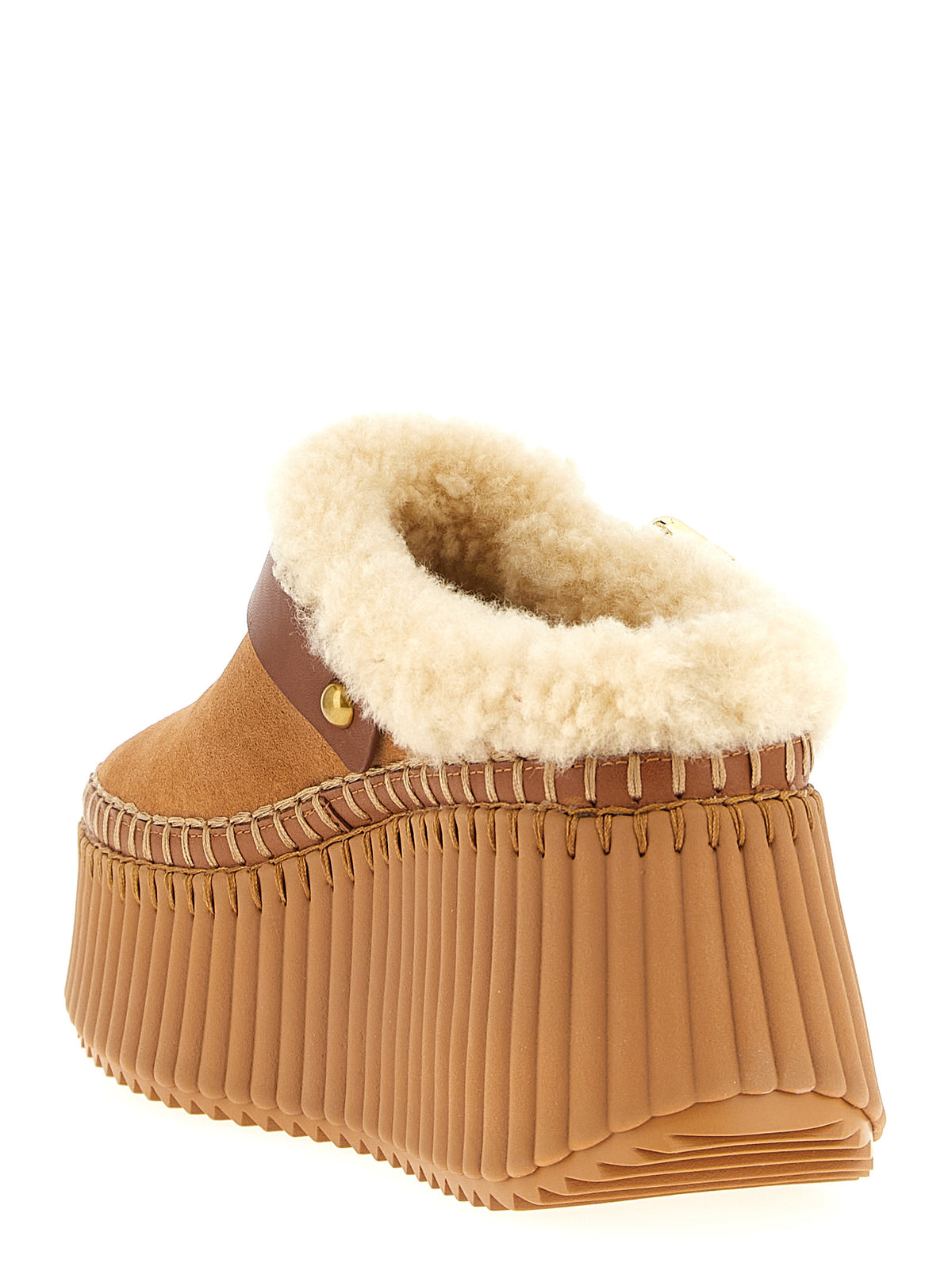 Chloé Brown Cowhide Wedge Sandals
