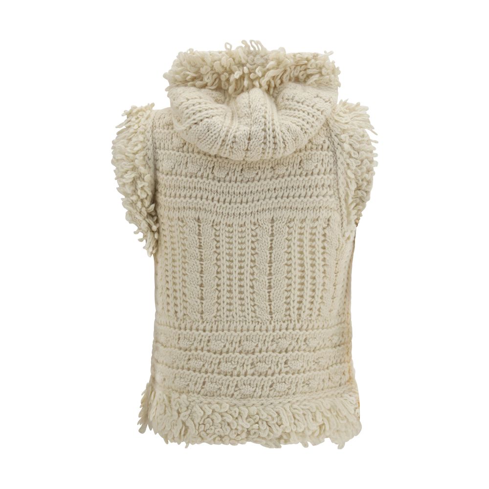 Fendi White Wool Oves Aries Sleeveless Jacket