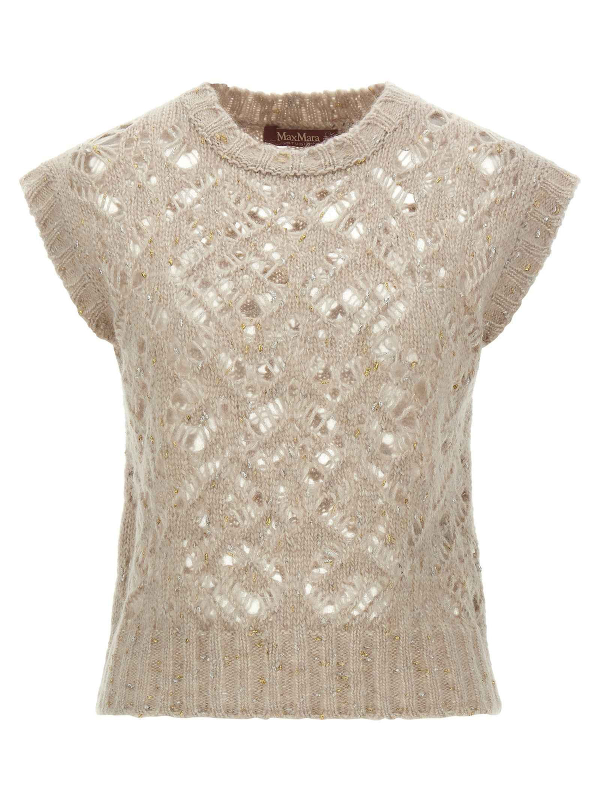 Max Mara Beige Alpaca Leather Sleeveless Jacket