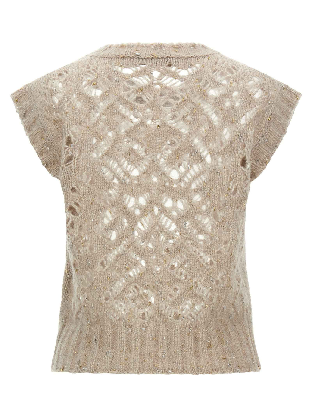 Max Mara Beige Alpaca Leather Sleeveless Jacket
