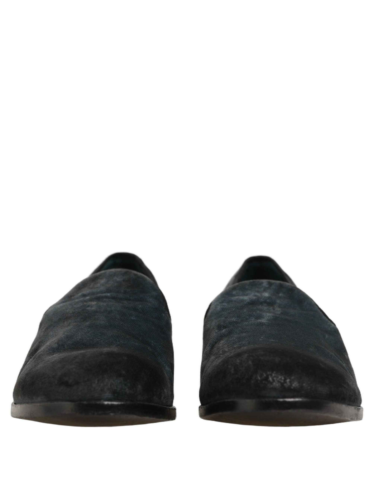 Dolce & Gabbana Blue Suede Slip On Men Slippers Loafers Shoes