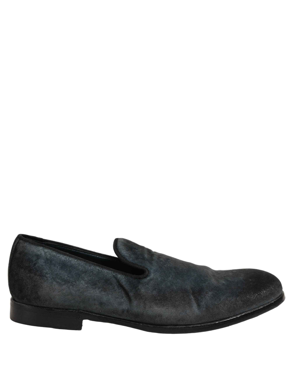 Dolce & Gabbana Blue Suede Slip On Men Slippers Loafers Shoes