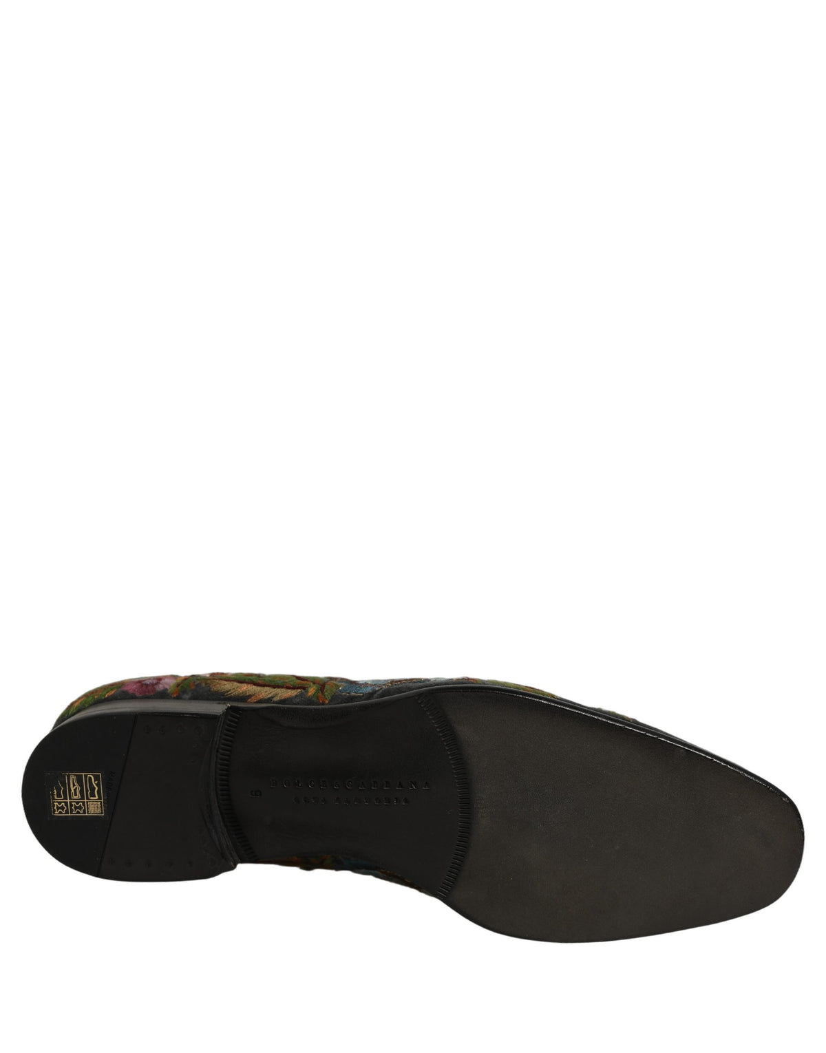 Dolce & Gabbana Black Velvet Floral Embroidery Loafers Shoes