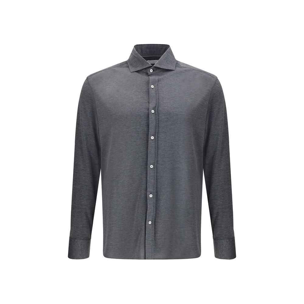 Brunello Cucinelli Gray Silk Shirt