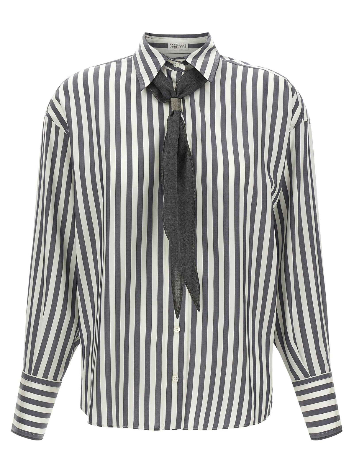 Brunello Cucinelli Gray Silk Blouse