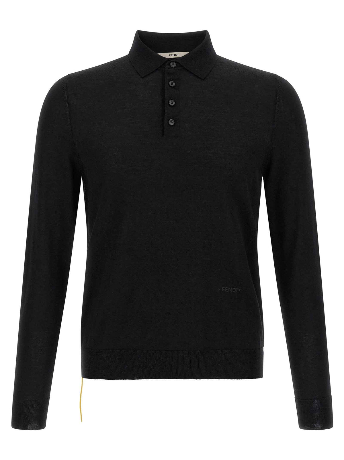 Fendi Black Virgin Wool Polo Shirt