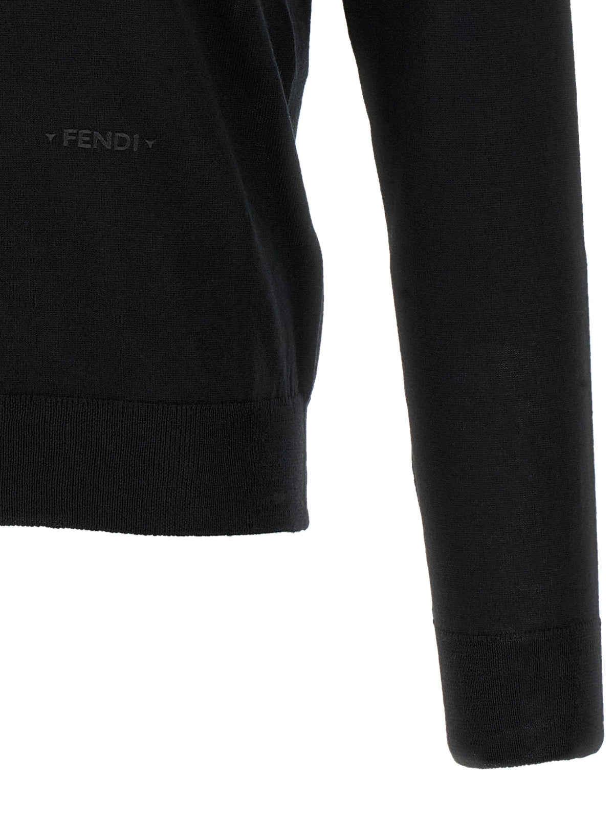 Fendi Black Virgin Wool Polo Shirt