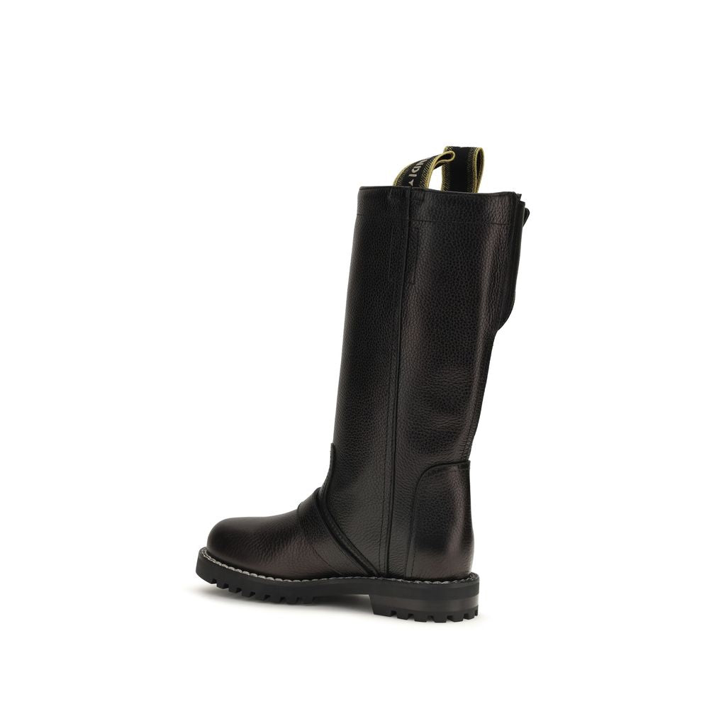 Fendi Black Calf Leather Bos Taurus Lace-Up Boots