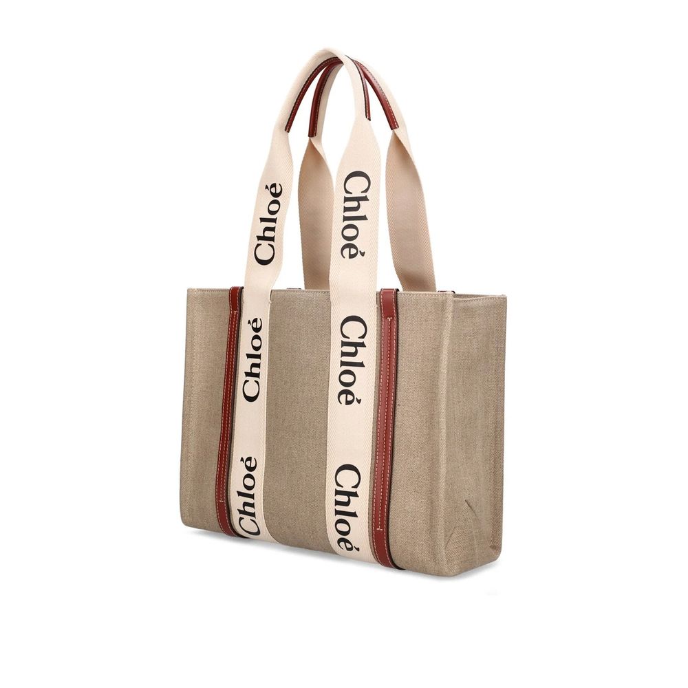 Chloé Beige Linen Tote Bag