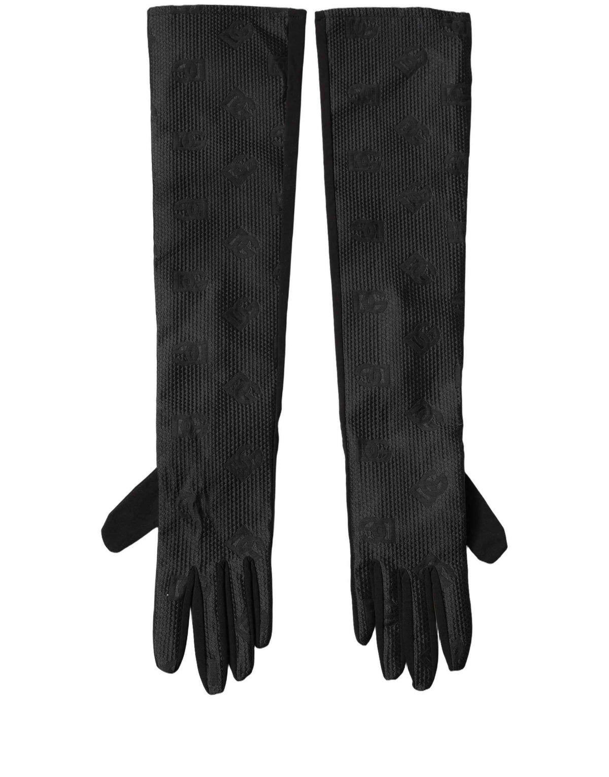 Dolce & Gabbana Black Viscose Long Elbow Length Gloves