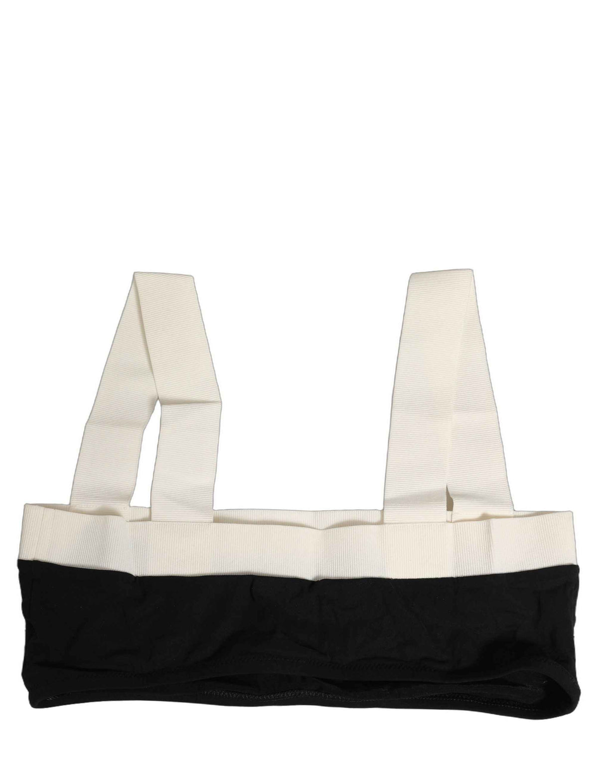 Dolce & Gabbana Black White Cotton Stretch Bikini Top Swimwear
