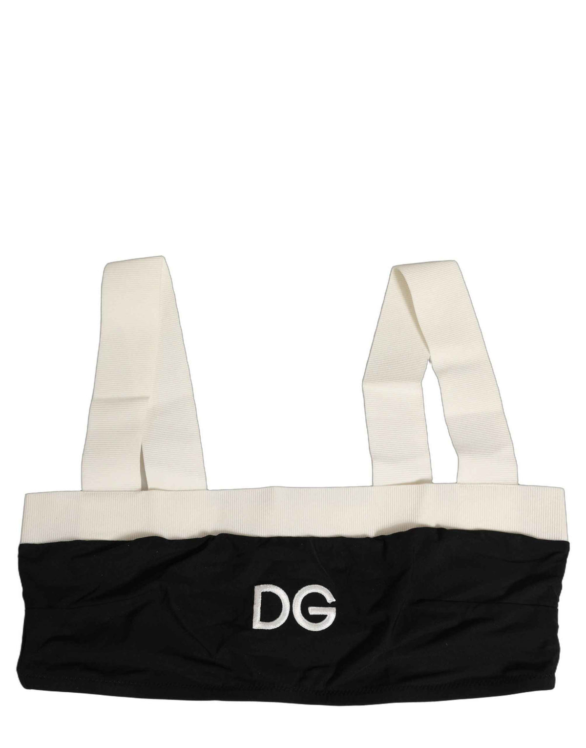 Dolce & Gabbana Black White Cotton Stretch Bikini Top Swimwear