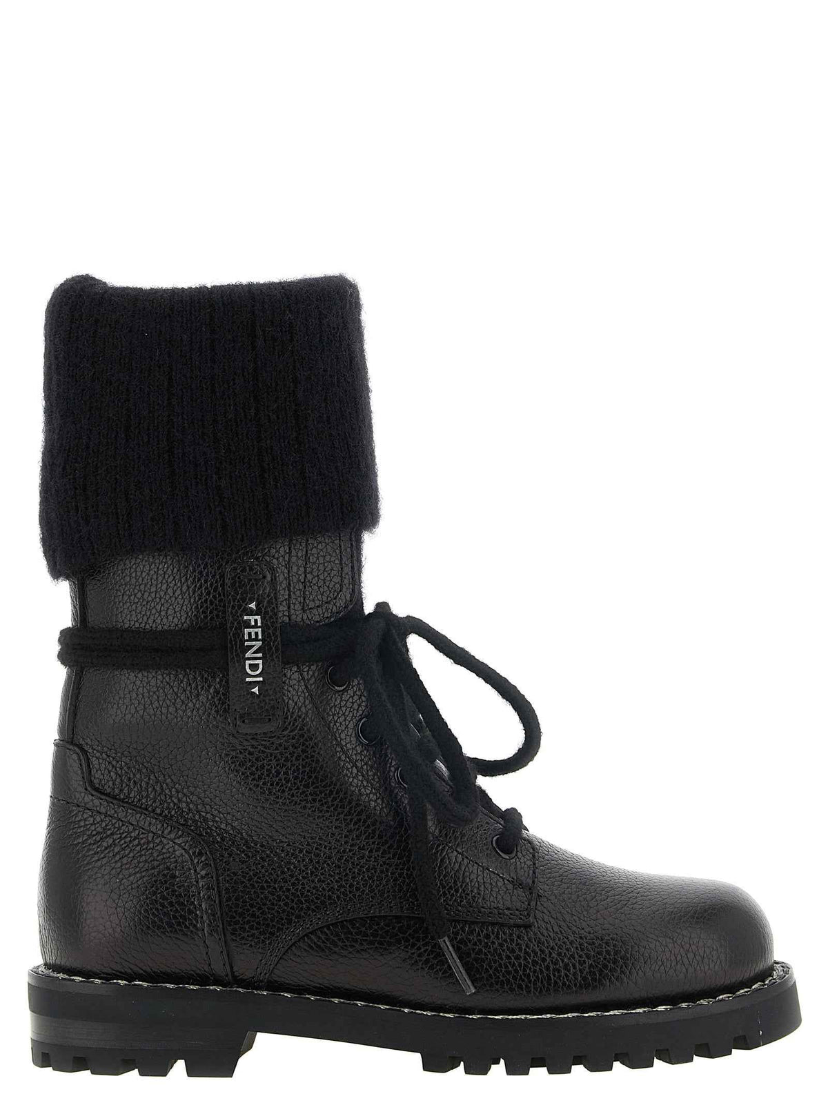 Fendi Black Calfskin Lace-Up Boots