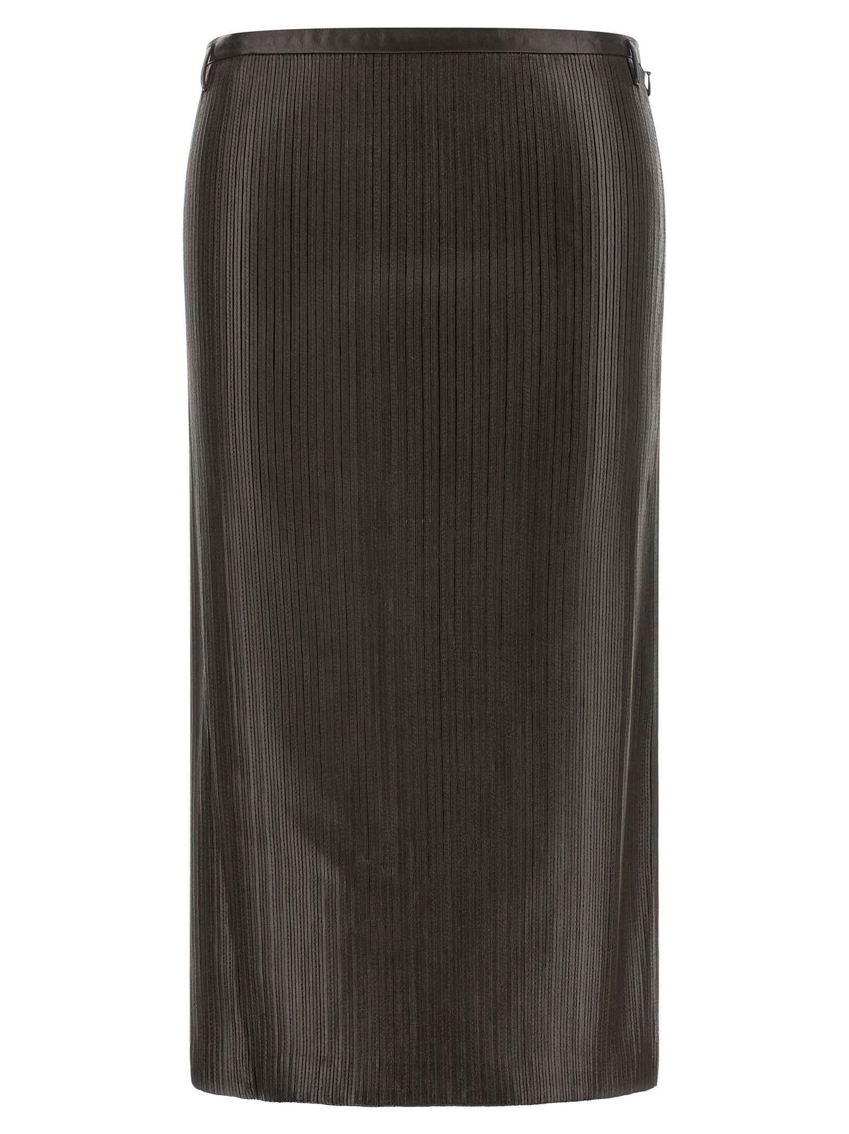 Tom Ford Brown Lamb Leather Midi Skirt