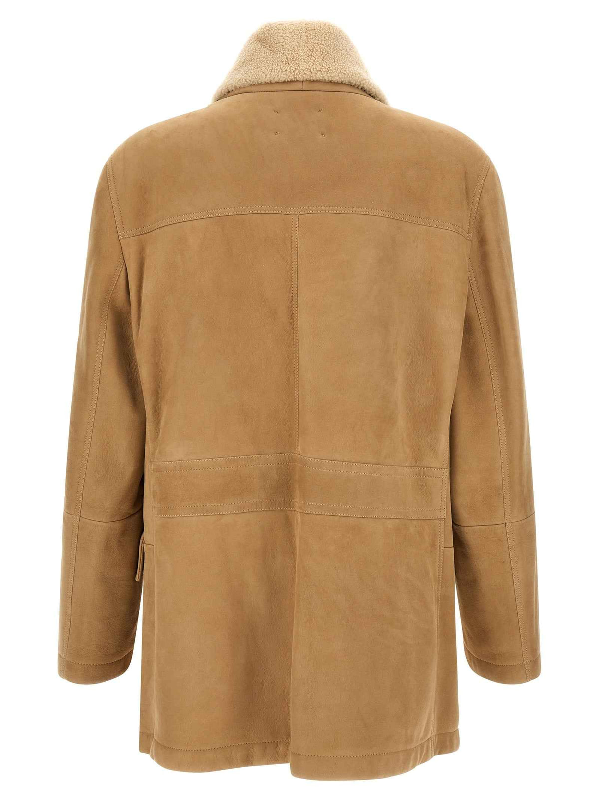 Brunello Cucinelli Beige Lamb Leather Leather Jacket