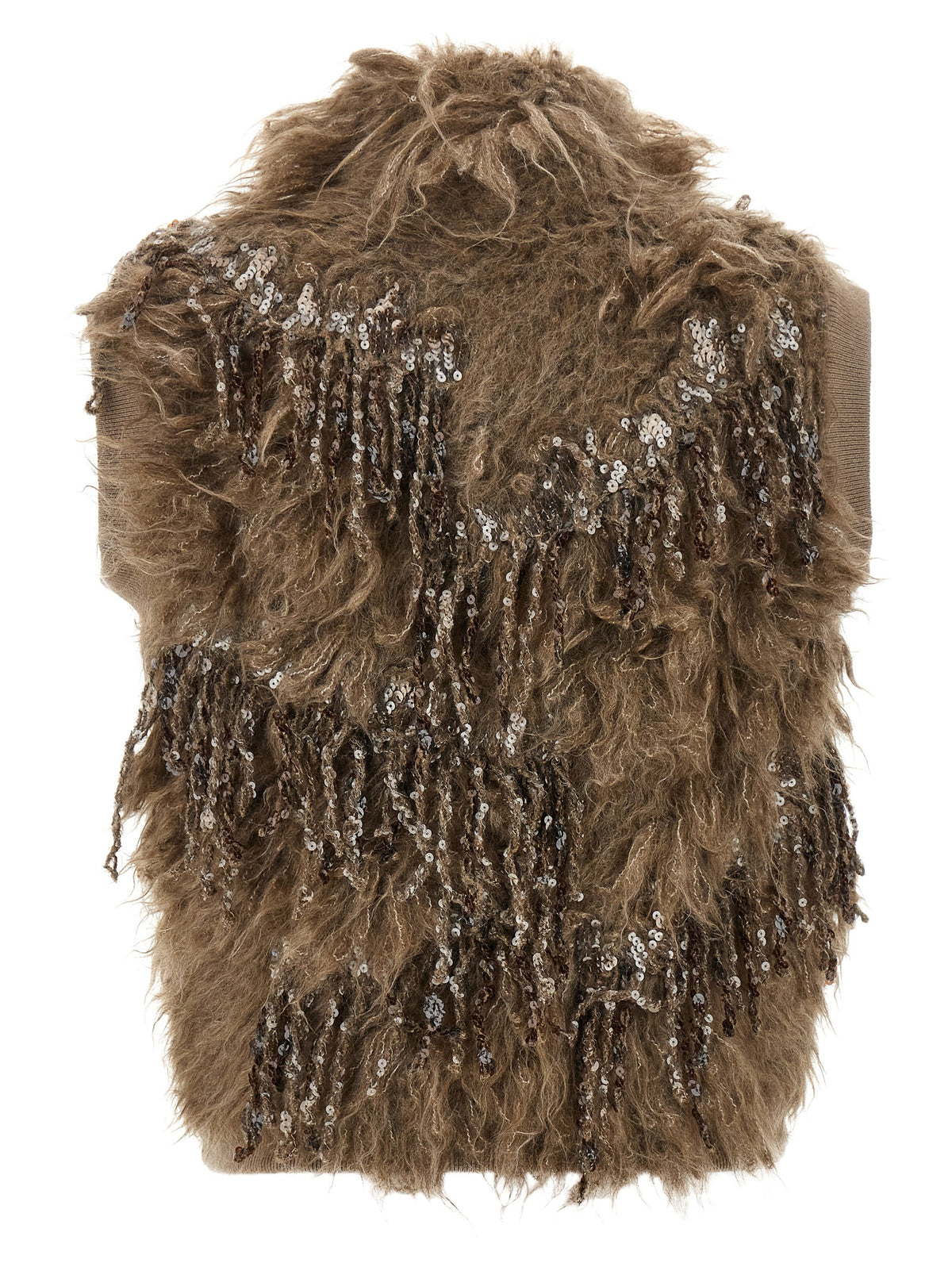 Brunello Cucinelli Brown Wool Sleeveless Jacket