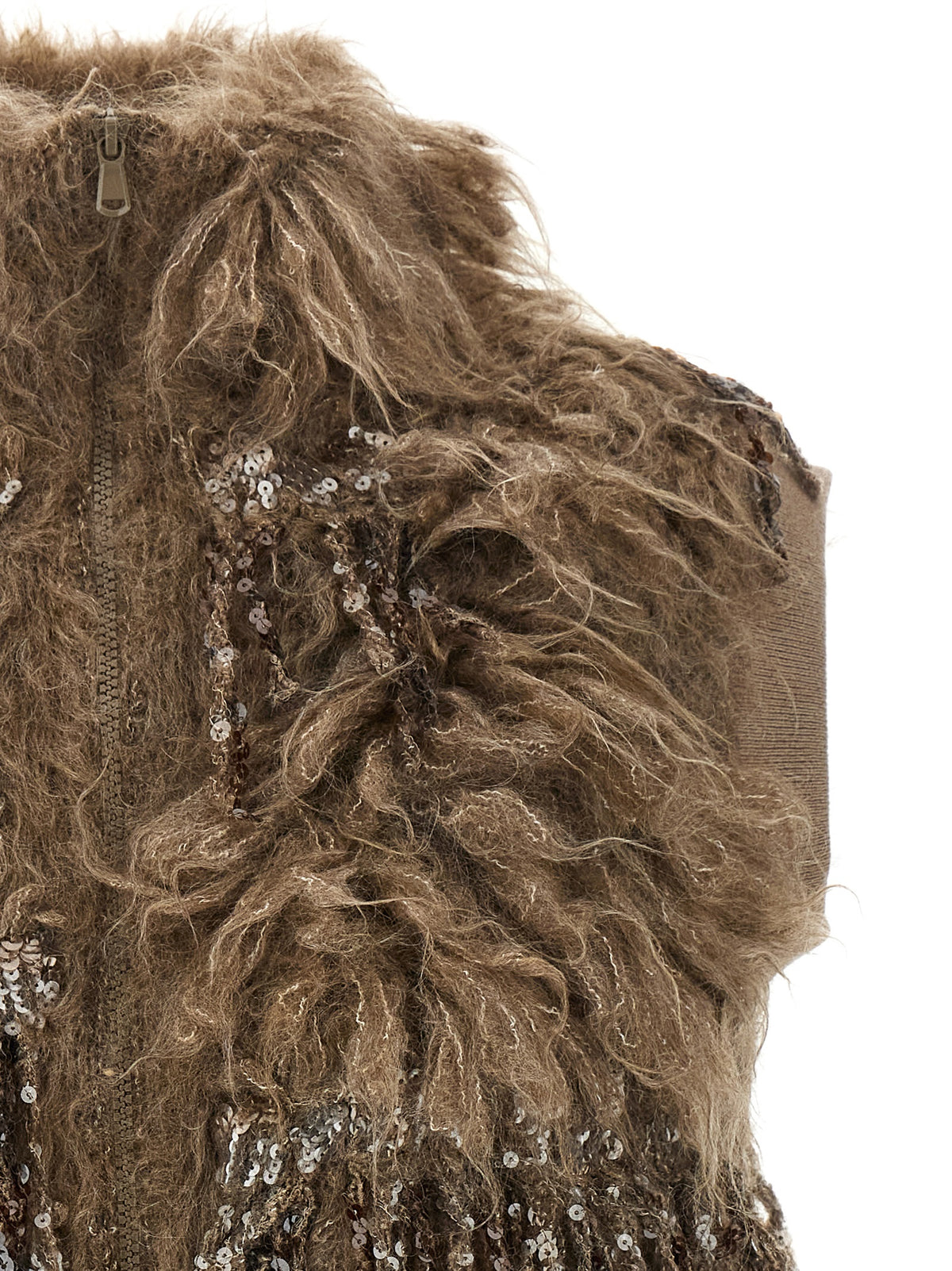 Brunello Cucinelli Brown Wool Sleeveless Jacket