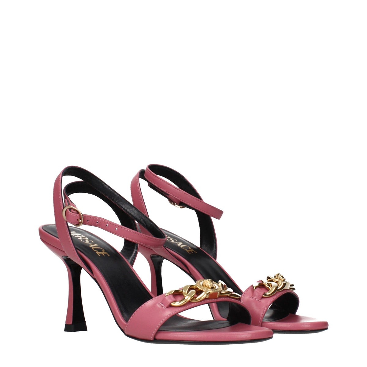 Versace Pink Leather Stiletto Heel Sandals