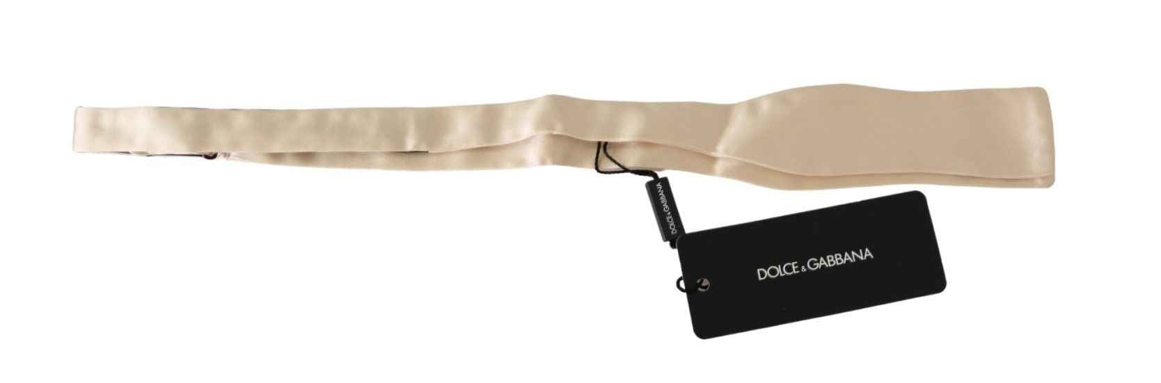Dolce & Gabbana Beige Slim Skinny Men Necktie 100% Silk Bowtie