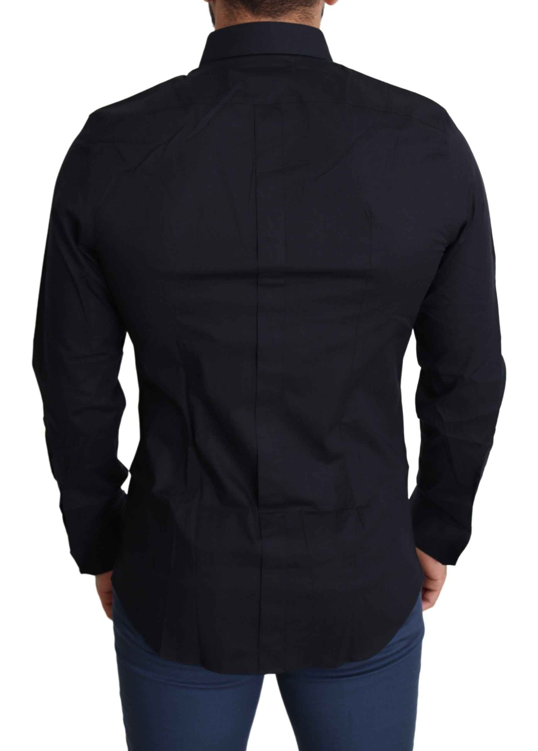 Dolce & Gabbana Blue Cotton Formal GOLD Dress Shirt