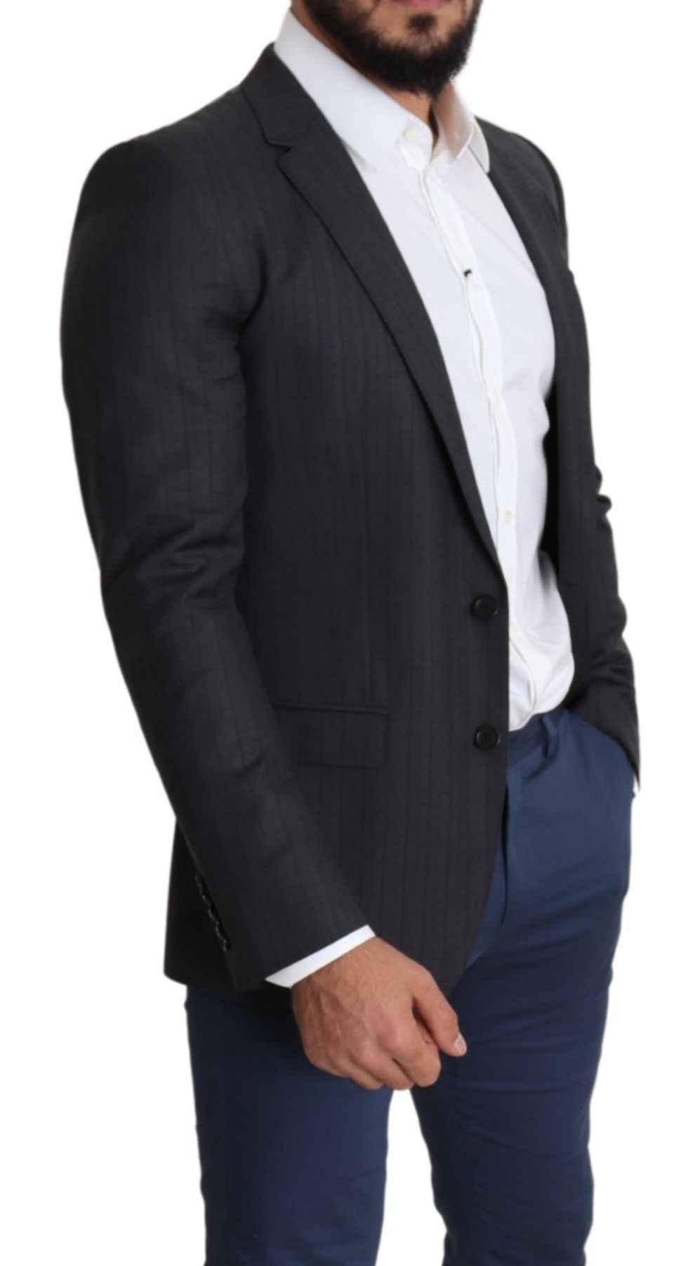 Dolce & Gabbana Dark Gray Wool Single Breasted Coat MARTINI Blazer
