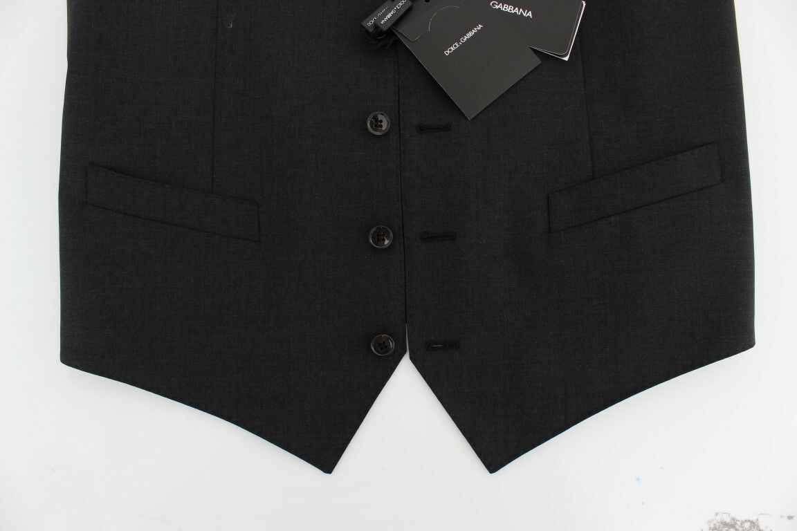 Dolce & Gabbana Gray Wool Stretch Dress Blazer Vest