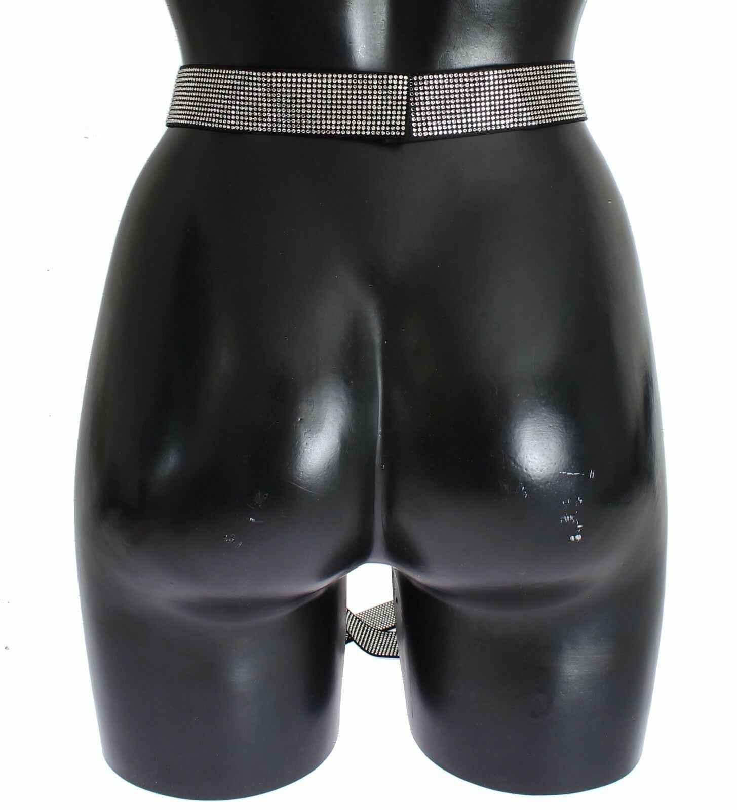 Dolce & Gabbana Black Silk Clear Crystal Bow Waist Belt