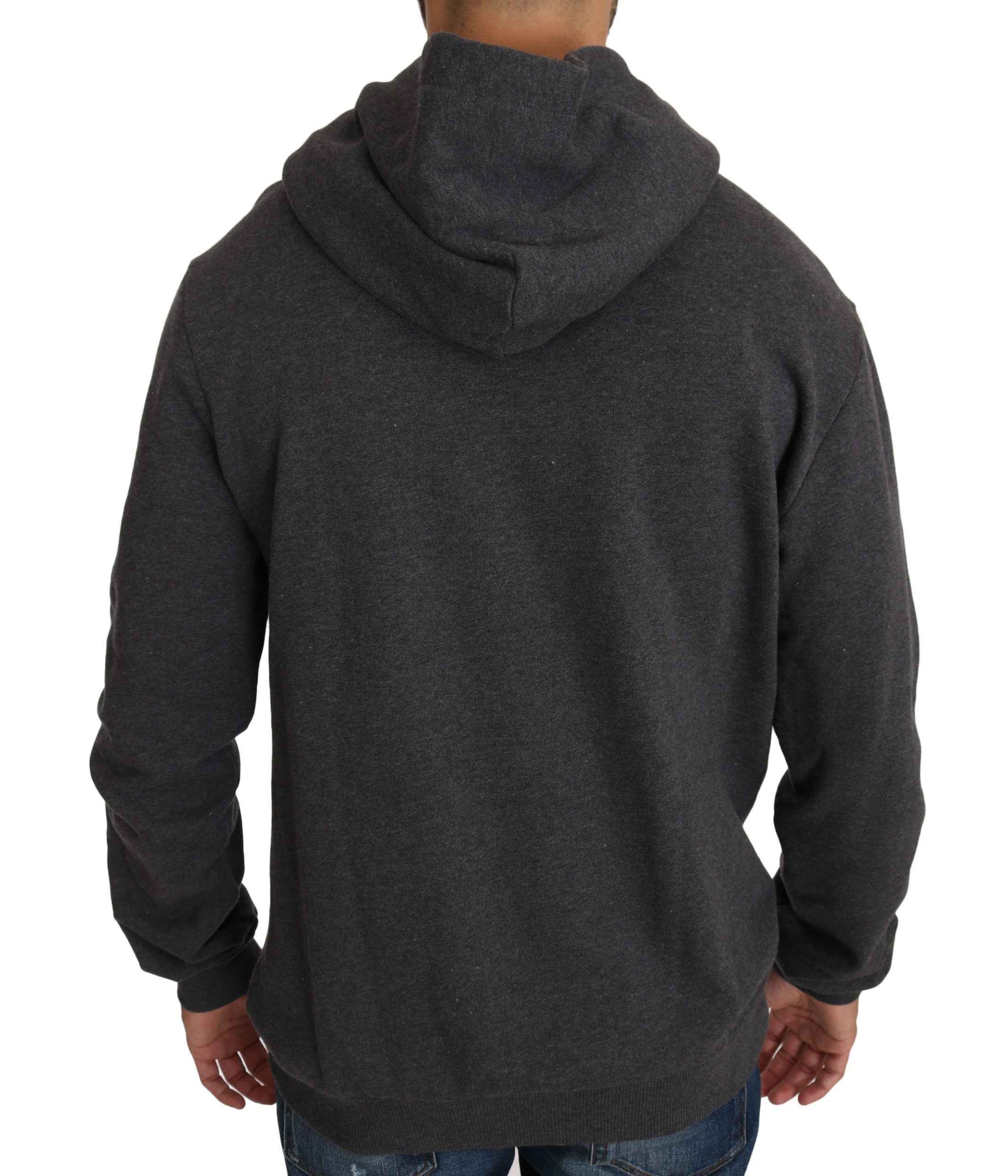 Dolce & Gabbana Gray Hooded Red Crystal Heart Gun Sweater