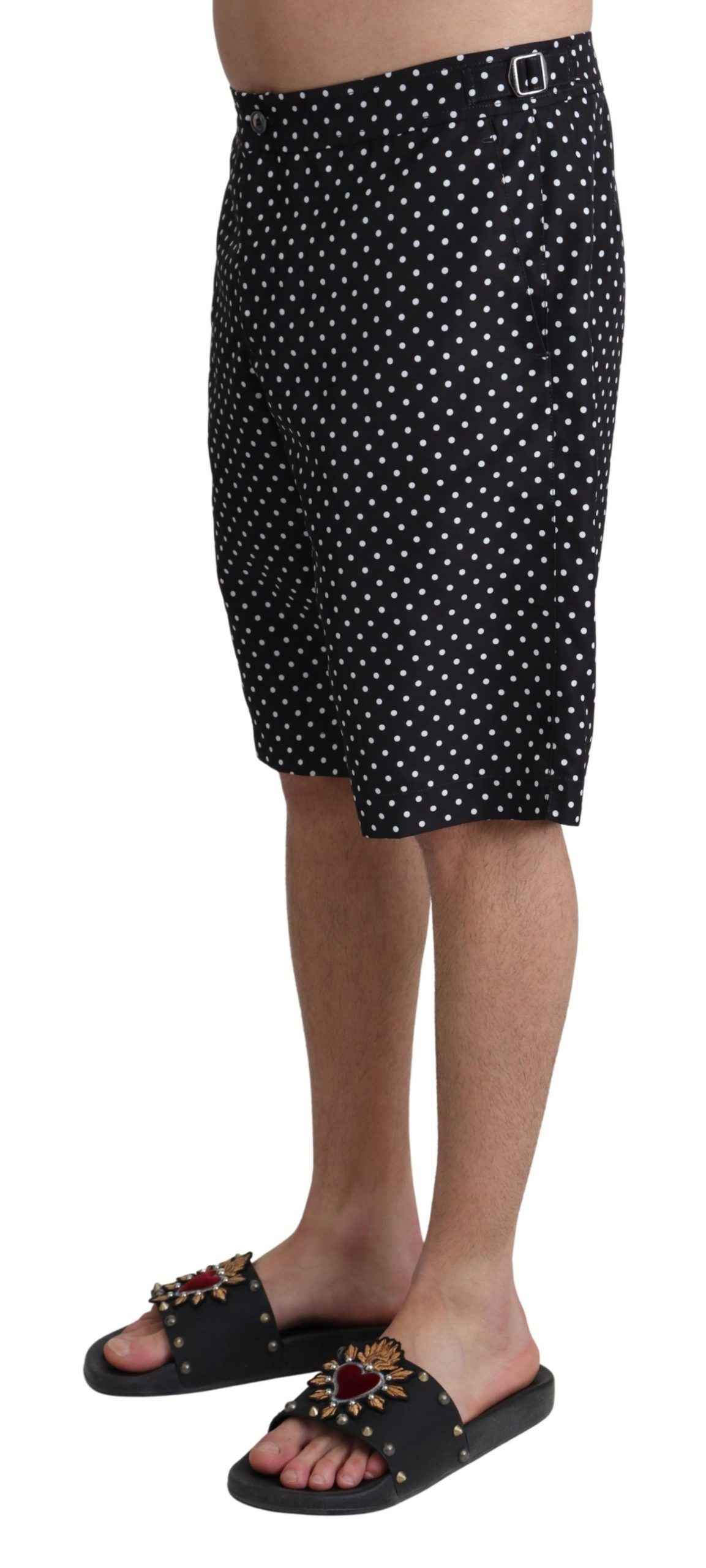 Dolce & Gabbana Black Polka Dots Beachwear Shorts Swimwear