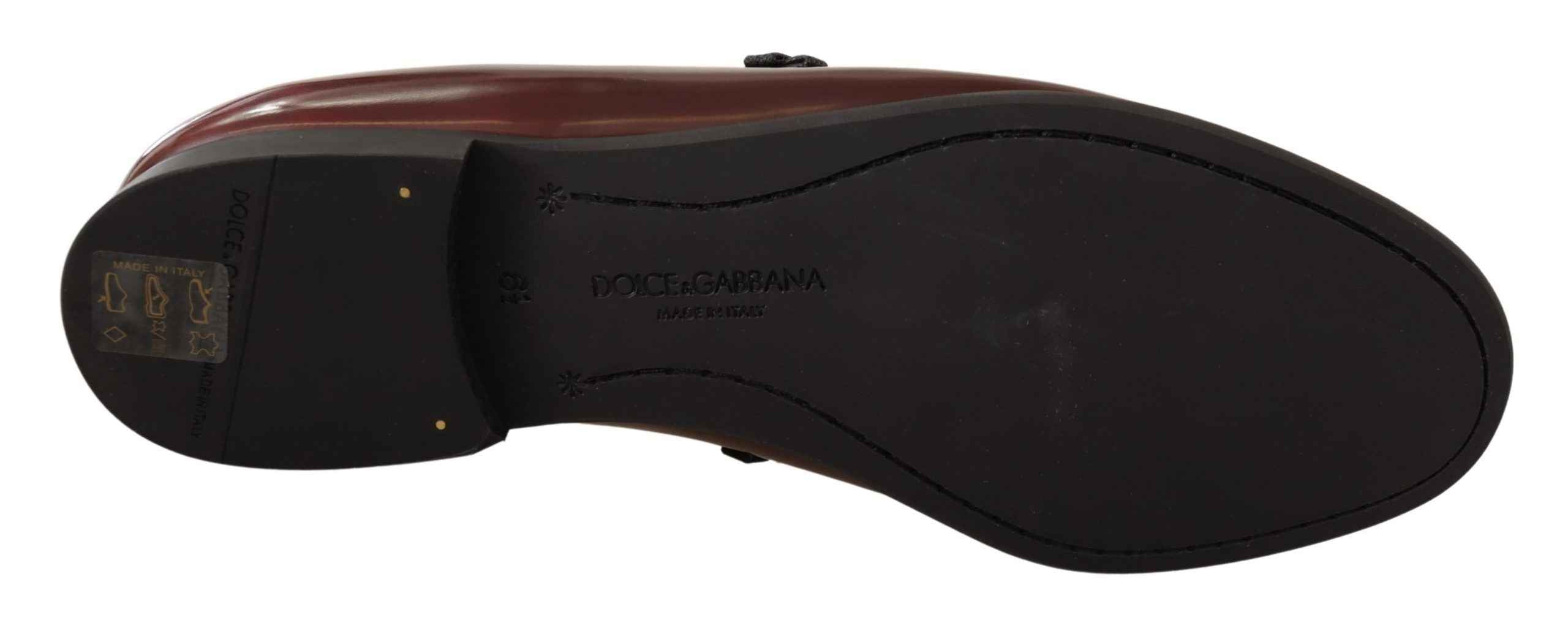 Dolce & Gabbana Bordeaux Patent Leather Dress Loafers Shoes