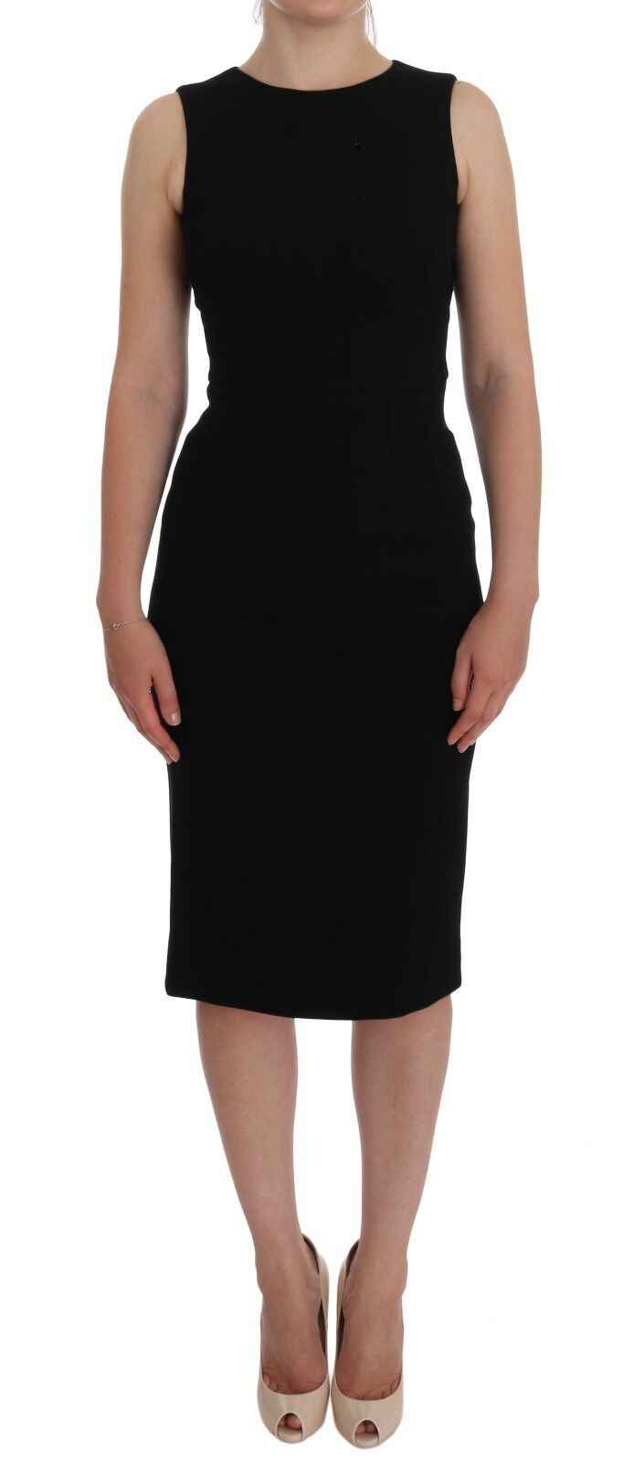 Dolce & Gabbana Black Stretch Crystal Sheath Gown Dress