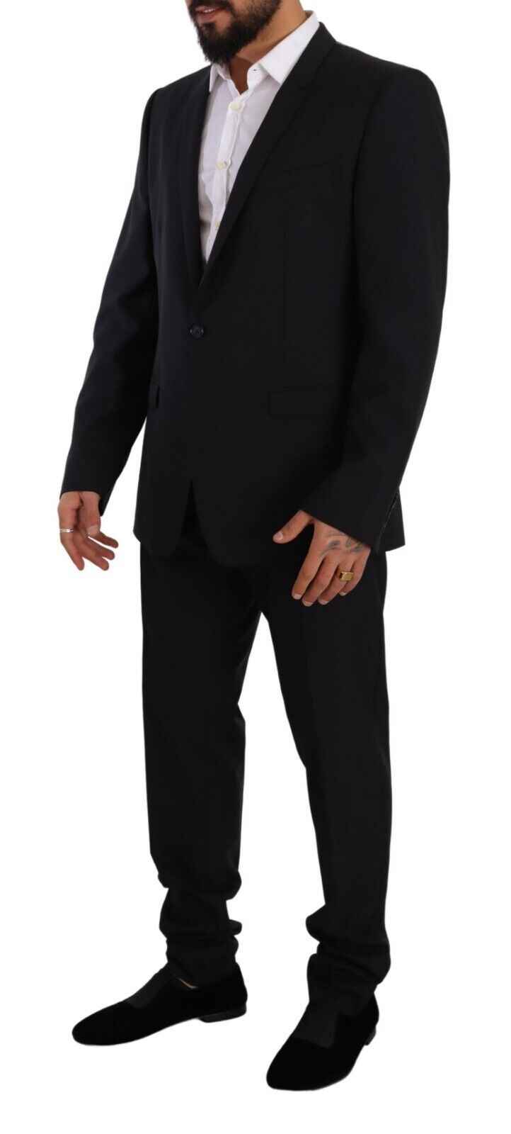 Dolce & Gabbana Blue GOLD Wool Single Breasted 2 Piece Suit