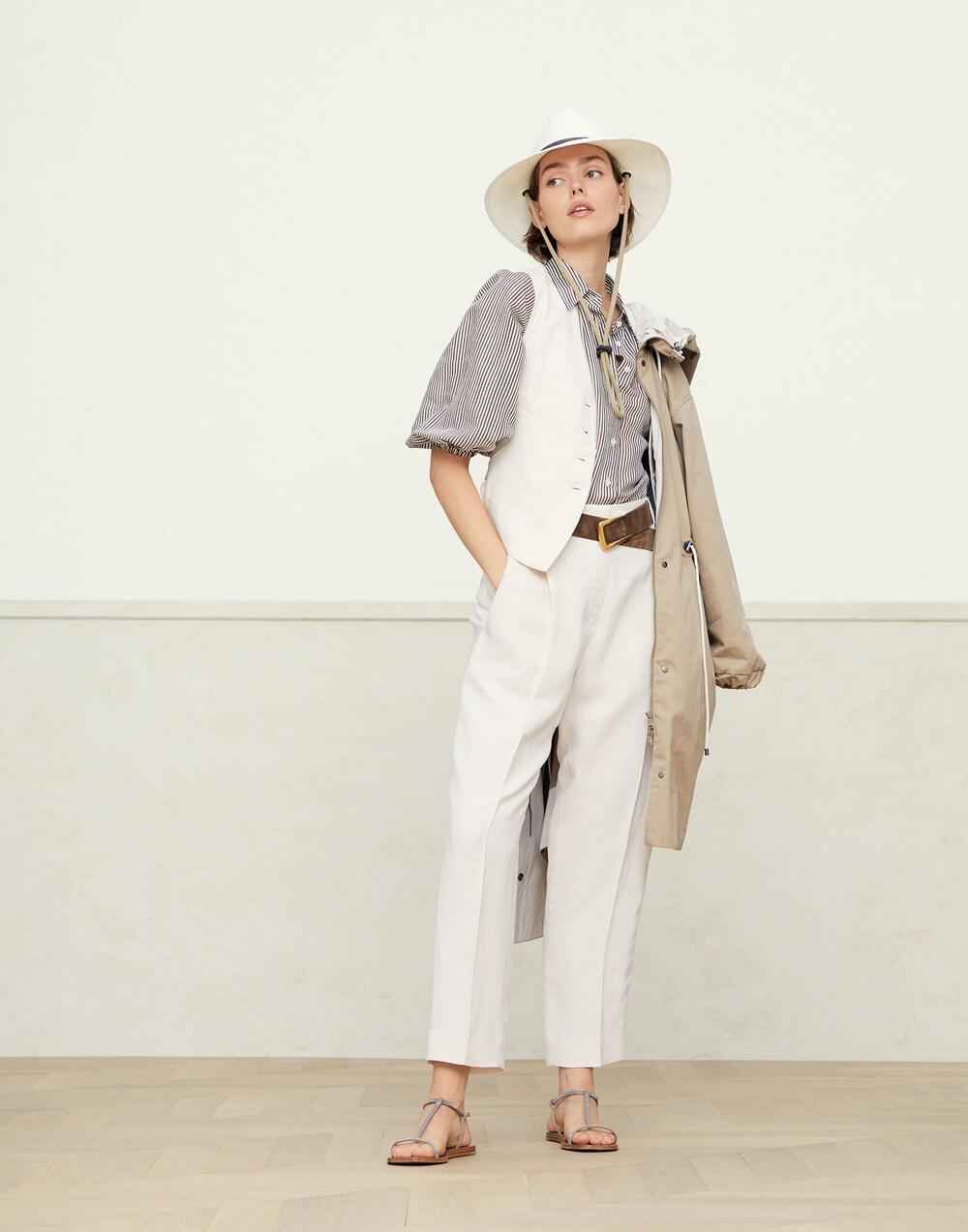 BRUNELLO CUCINELLI WOMEN'S CREAM TAILORED BUTTONED VEST